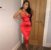 Cowl Neck Satin Dress - ohLEEN's