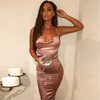 Cowl Neck Satin Dress - ohLEEN's